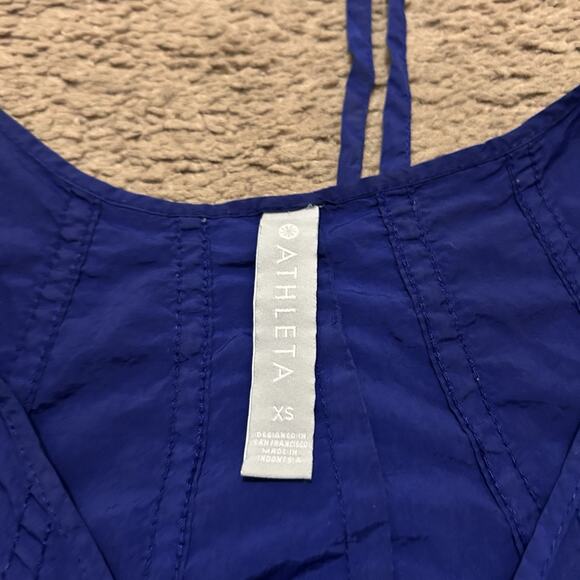 Athleta XS Dress Blue Nylon Parachute Lightweight Flowy Travel Resort Layer - Picture 5 of 6